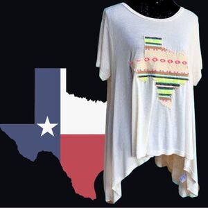 Judith March Serape Texas Shark Bite Hem Oversized Tee